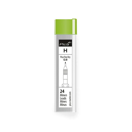 Pica Pack of 24 H Lead Refills for Dry Fine Automatic Pencil - Close-up of 24 H lead refills for precision marking