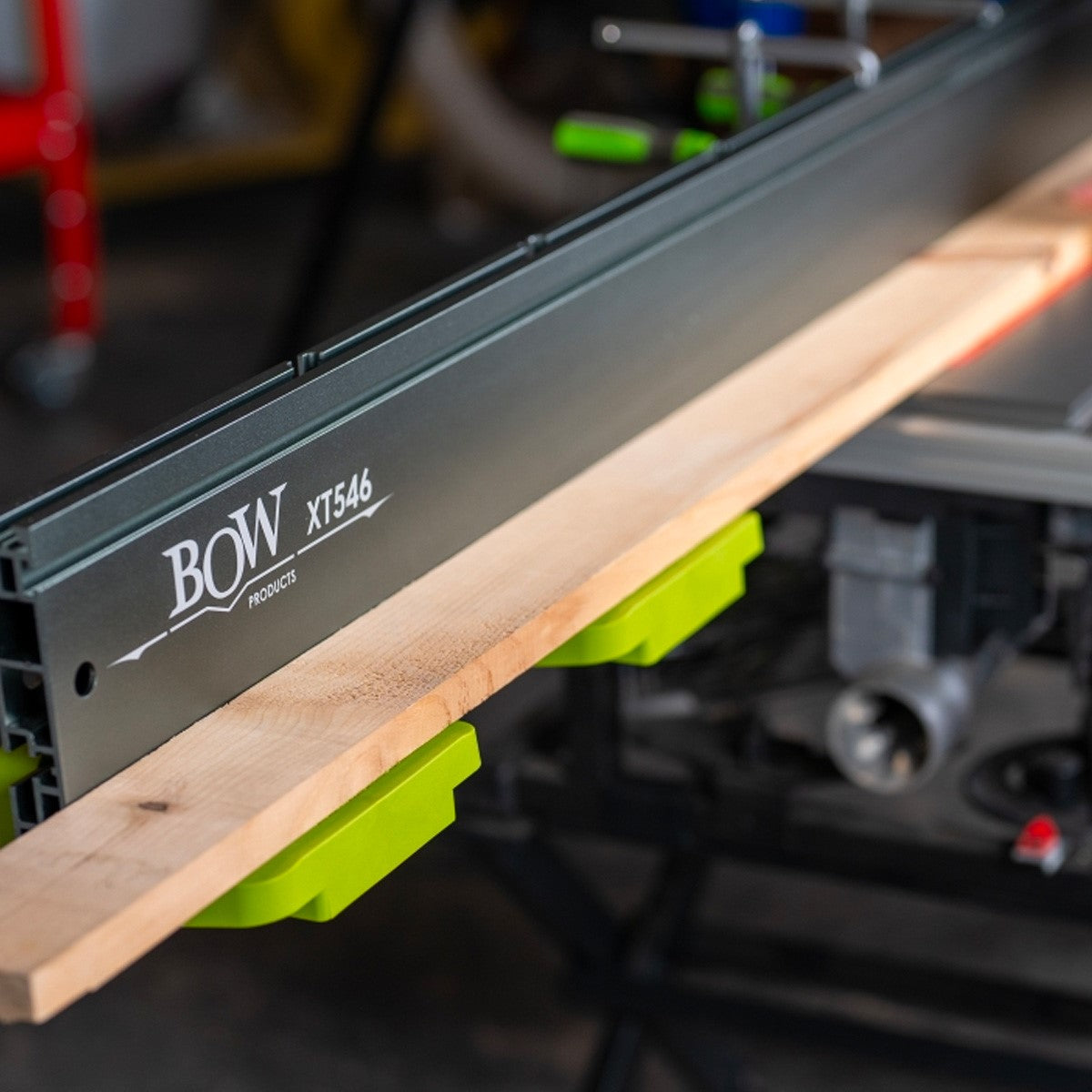 BOW Products 36in XT XTENDER Fence Starter Set in use on a woodworking table