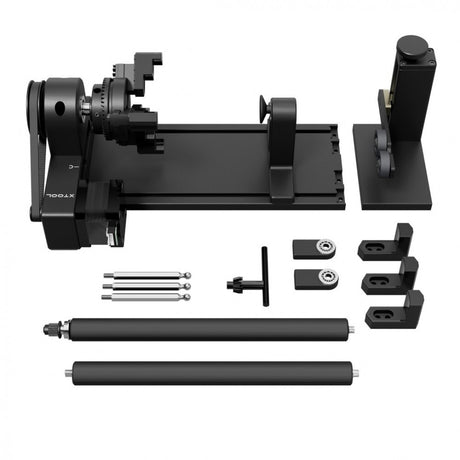 xTool RA2 Pro Rotary Attachment for Laser Cutter & Engravers in action, showcasing its versatility on various cylindrical objects
