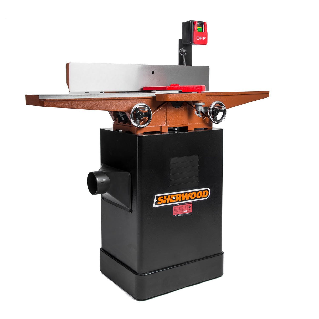 Sherwood 6in Cabinet Jointer Planer Helical Cutterhead in action with wood piece