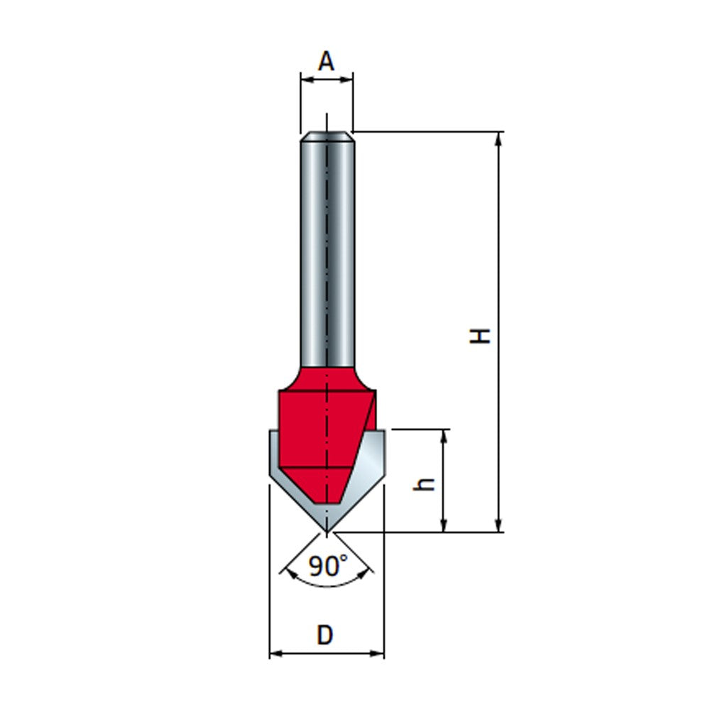 Freud V Groove Router Bits 90 Degree Angle 1/2in Shank for signmaking and decorative detail, ideal for engraving work