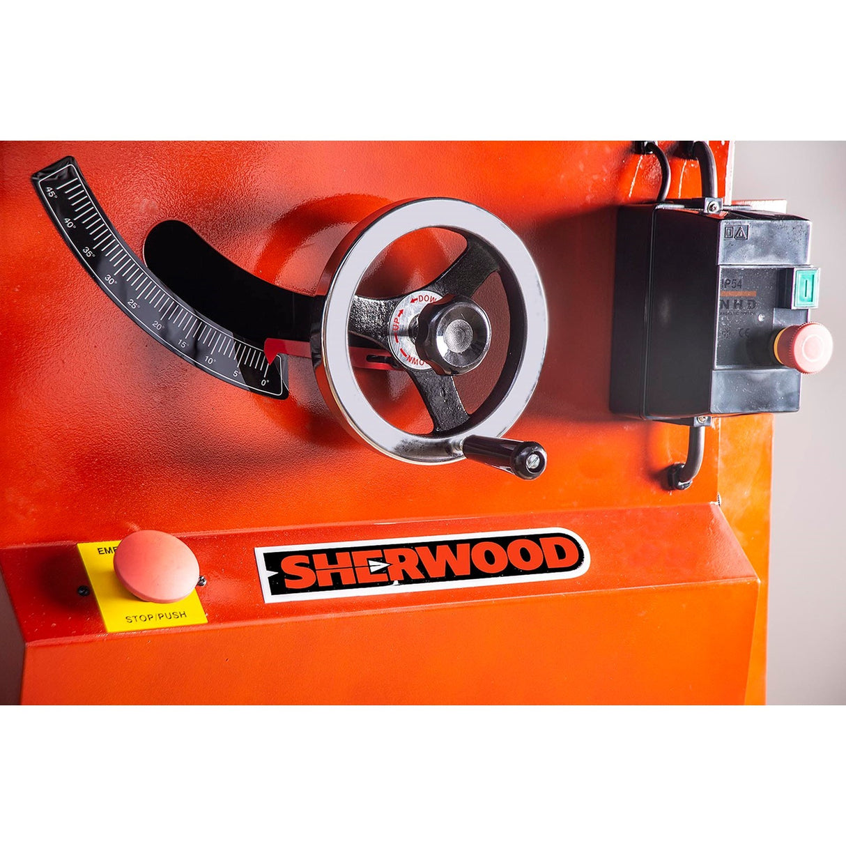 Sherwood 10in Heavy-Duty Table Saw with Panel Attachment, Dado Kit and Dust Guard in workshop setting