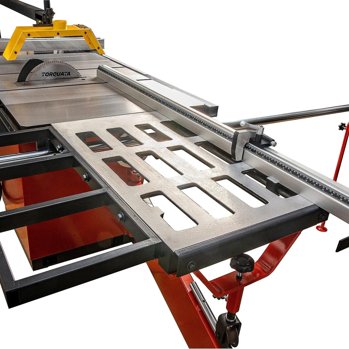 Sherwood 12in HD Table Saw with Panel Attachment, Dado Kit, and Dust Guard - Side view showcasing precision engineering