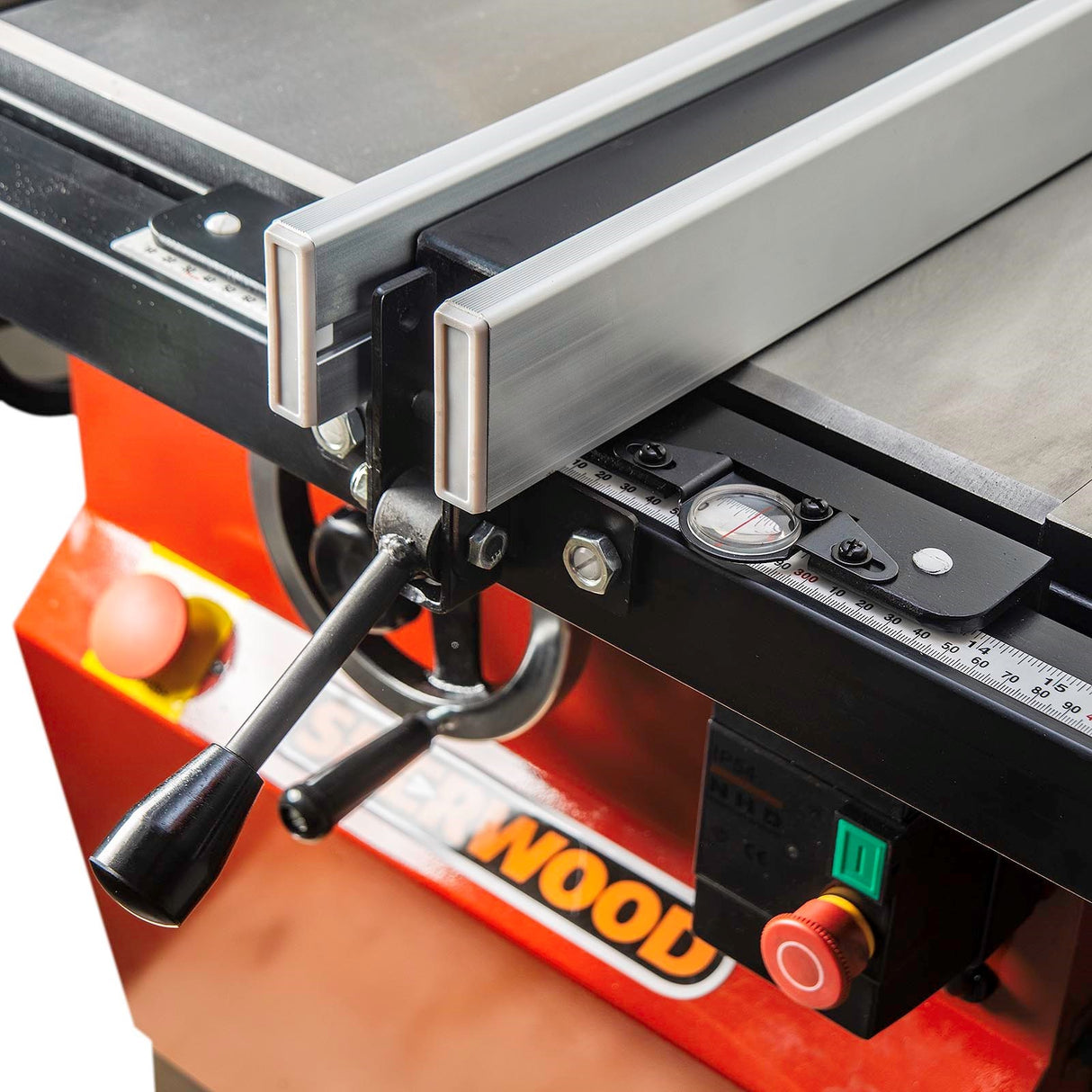 Sherwood 12in Heavy-Duty Table Saw with Panel Attachment, Dado Kit and Dust Guard in workshop setting