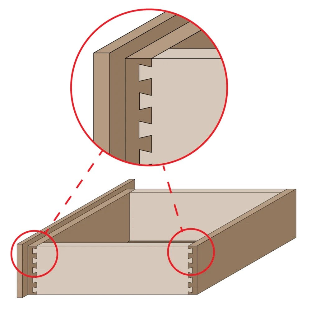 Freud Dovetail Router Bit 9 Degree Angle detail on hardwood routing - Australian woodworking tools store
