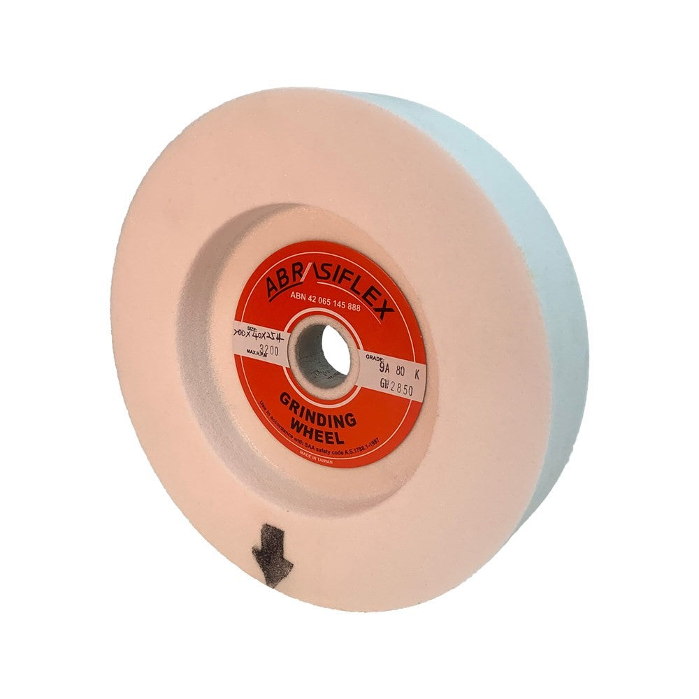 Abrasiflex Aluminium Oxide Grinding Wheel for Bench Grinders, 200 x 40mm - Side view showing dense crystalline structure