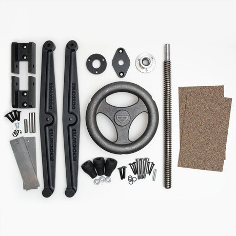 Australian woodworking tool: Benchcrafted Glide Leg Vice with Retro Criss Cross detail, showcasing superior grip design