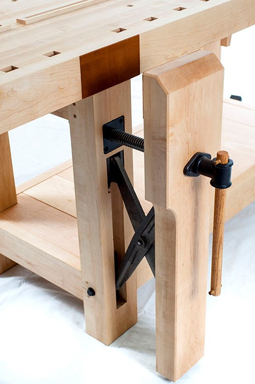 Benchcrafted Retro Criss Cross for Leg Vice mechanism in workshop setting