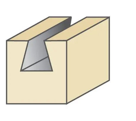 Torquata dovetail router bit, 14 degrees, 25.4mm diameter, 1/2in shank, woodworking tool in action
