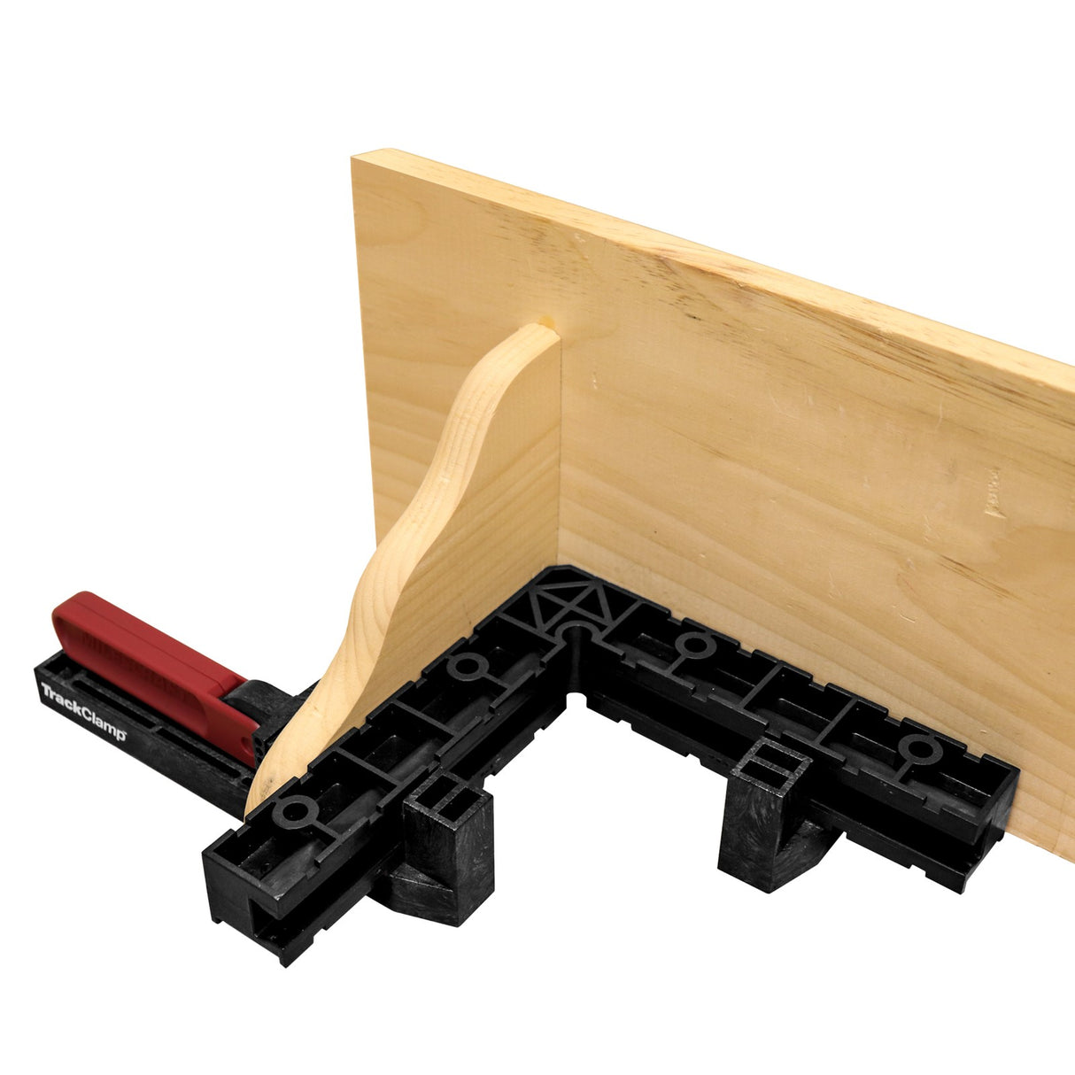 Milescraft 8in Clamp Square with Track Clamps and Supports in use on woodworking project