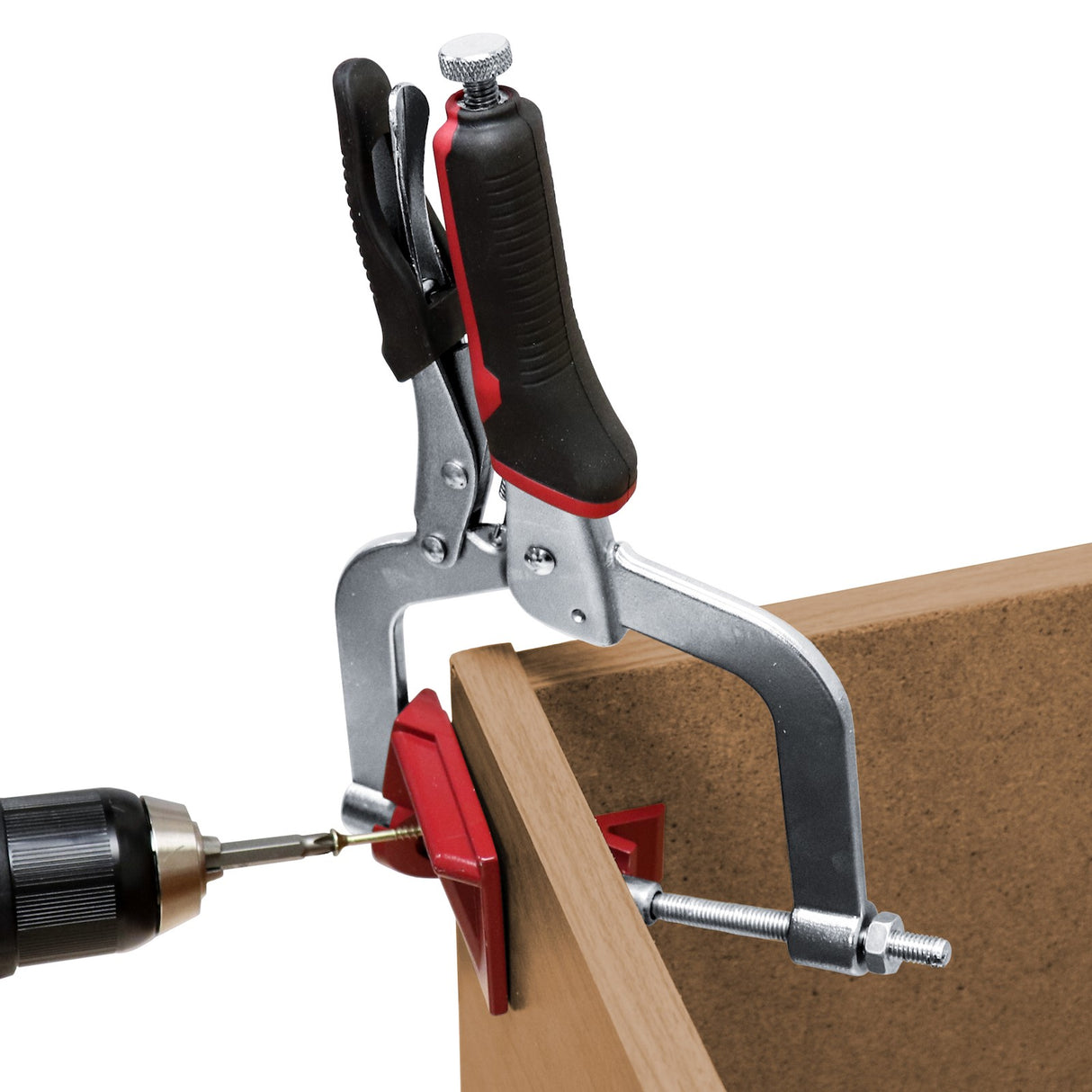 Milescraft Set of 2 Face Frame Corner Clamps in use on box assembly
