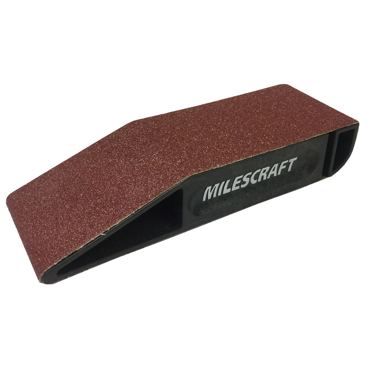 Milescraft SandDevil 2.5 Hand Sander & Belt Set showcasing its quick-load design with 5 sanding surfaces