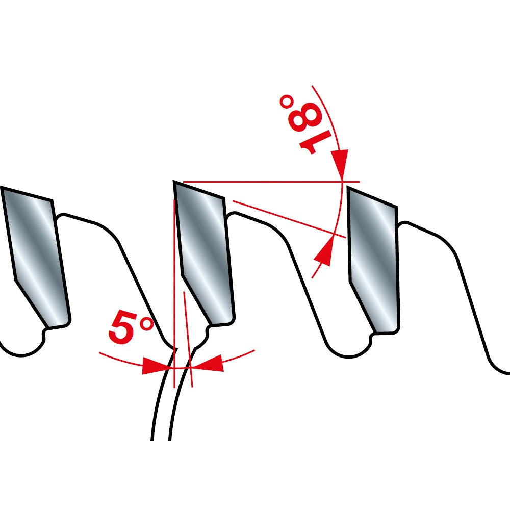 Freud Industrial Solid Surface Saw Blade 300mm: Close-up of micro-grain carbide tip grind and blade thickness