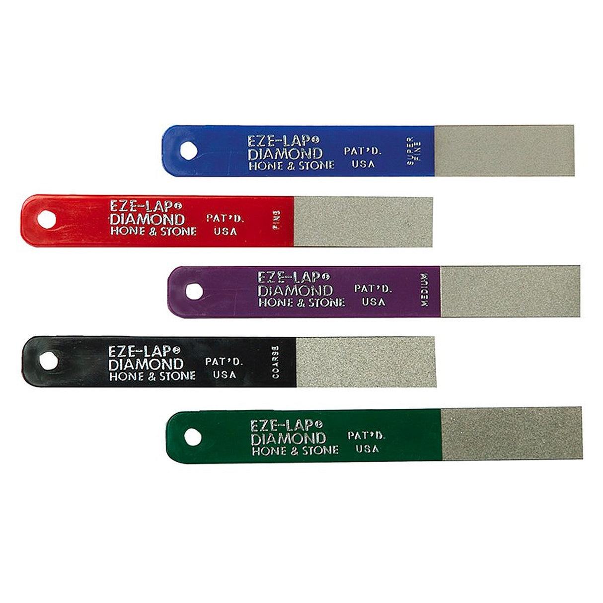 Eze-Lap Diamond Hand Lap Set of Five 50 x 20mm with various grits for versatile sharpening