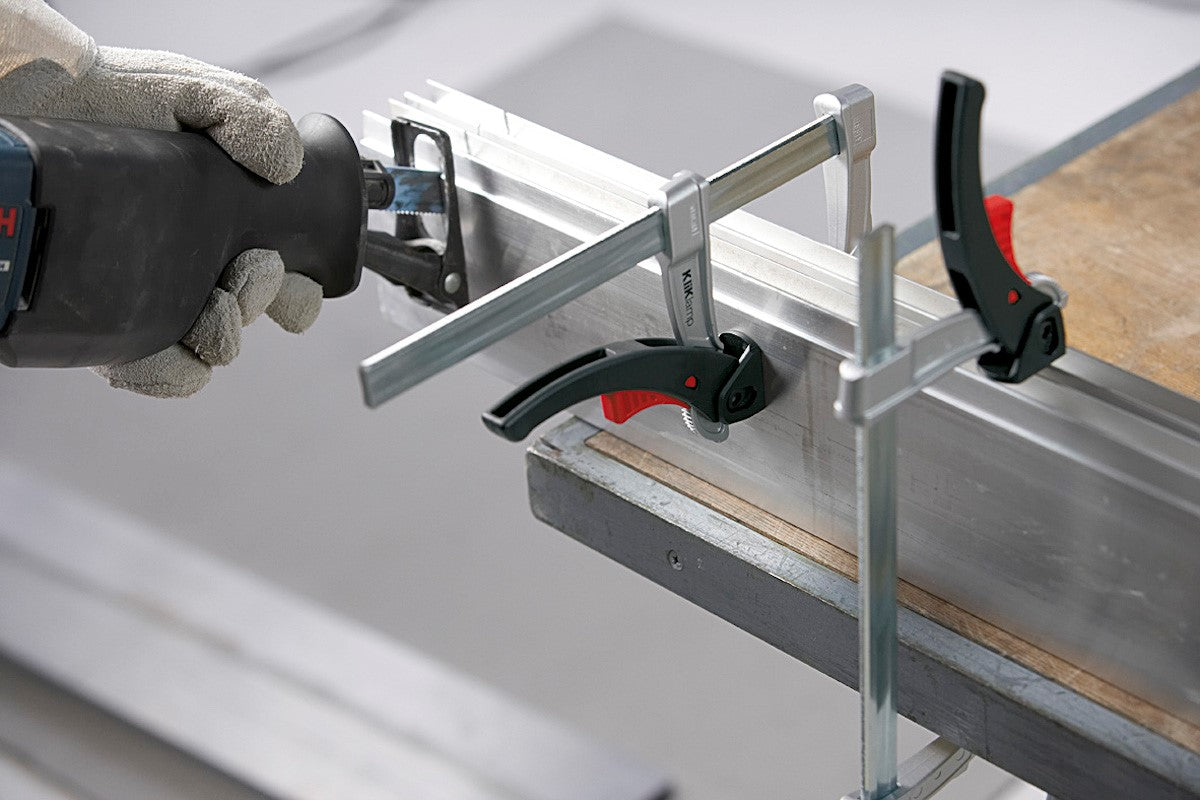 Bessey KliKlamp One Hand Ratcheting Clamp demonstrating sturdy magnesium and fiberglass construction