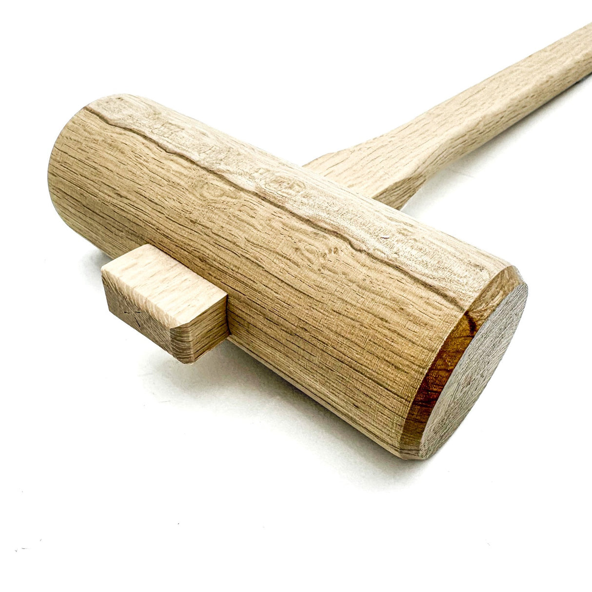 Japanese White Oak Wooden Mallet 54mm Head Diameter in workshop setting