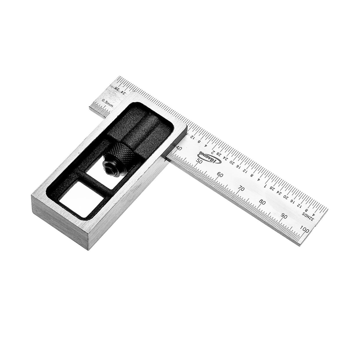 iGaging Set of 2 Double Squares showing 100mm & 150mm Metric & Imperial measurement blades on a white background