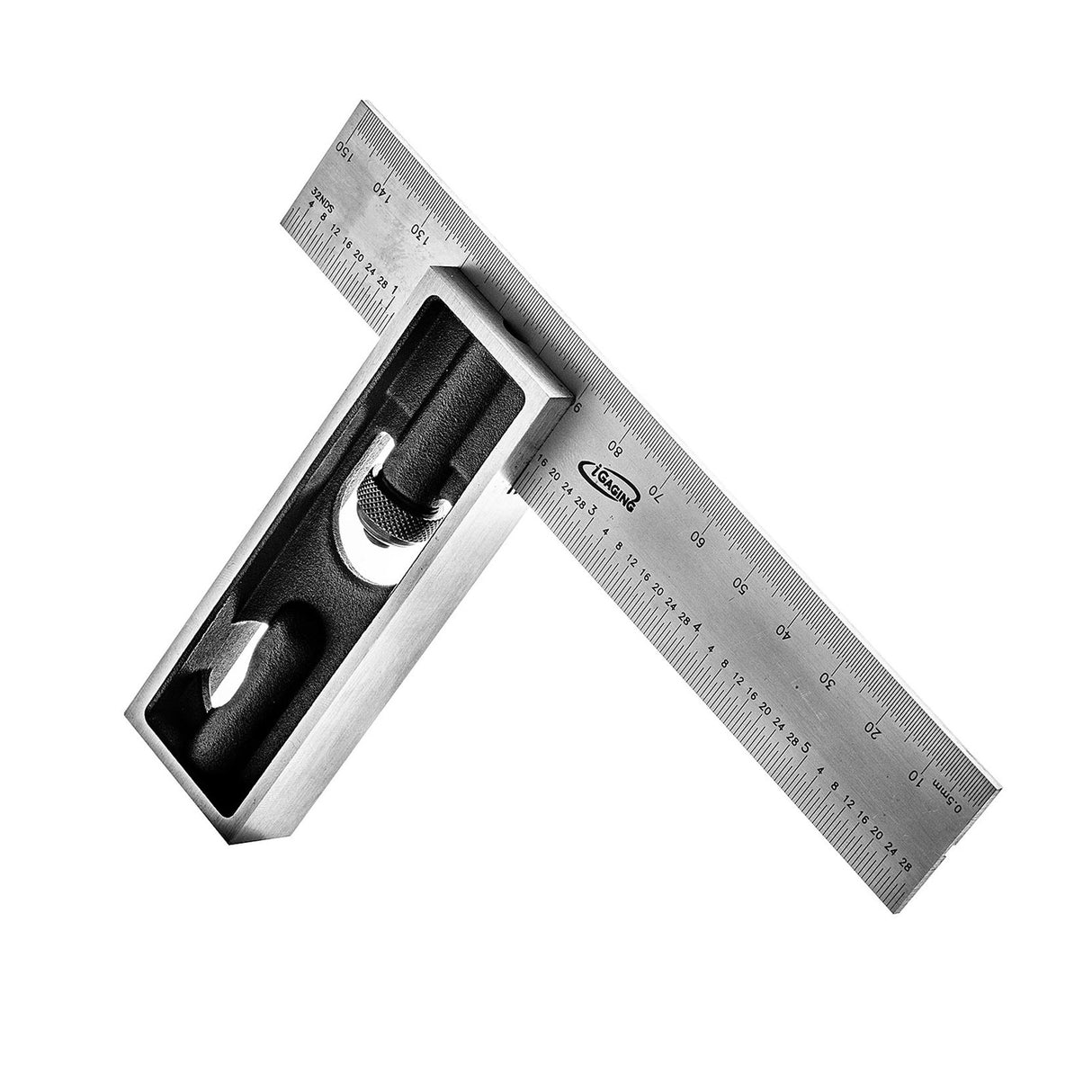 iGaging Set of 2 Double Squares with Metric and Imperial measurement blades, featuring cast-iron machined bases and satin ground blades