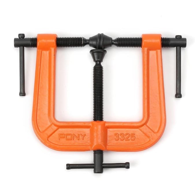 Pony Jorgensen 3-way edging clamp for edge banding application, heat-treated ductile iron frame with ribbed design