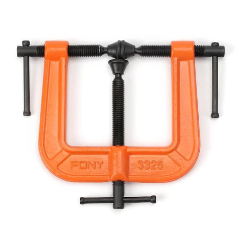 Pony Jorgensen 3-way edging clamp for edge banding application, heat-treated ductile iron frame with ribbed design