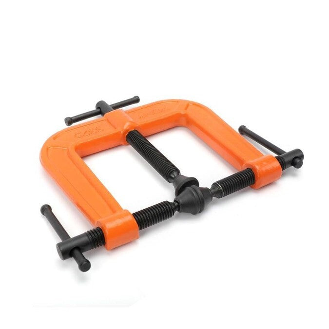 Pony Jorgensen 3-way edging clamp showing durable ductile iron frame with ribbed design