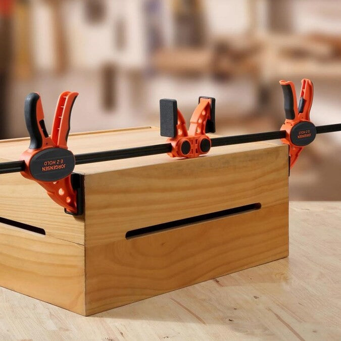 Pony Jorgensen Set of 6 E-Z HOLD Medium Duty Trigger Clamps in use on woodworking project