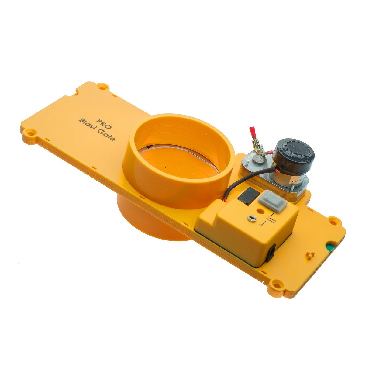 iVAC Automatic Blast Gate 4in in workshop setting, enhancing dust extraction system efficiency