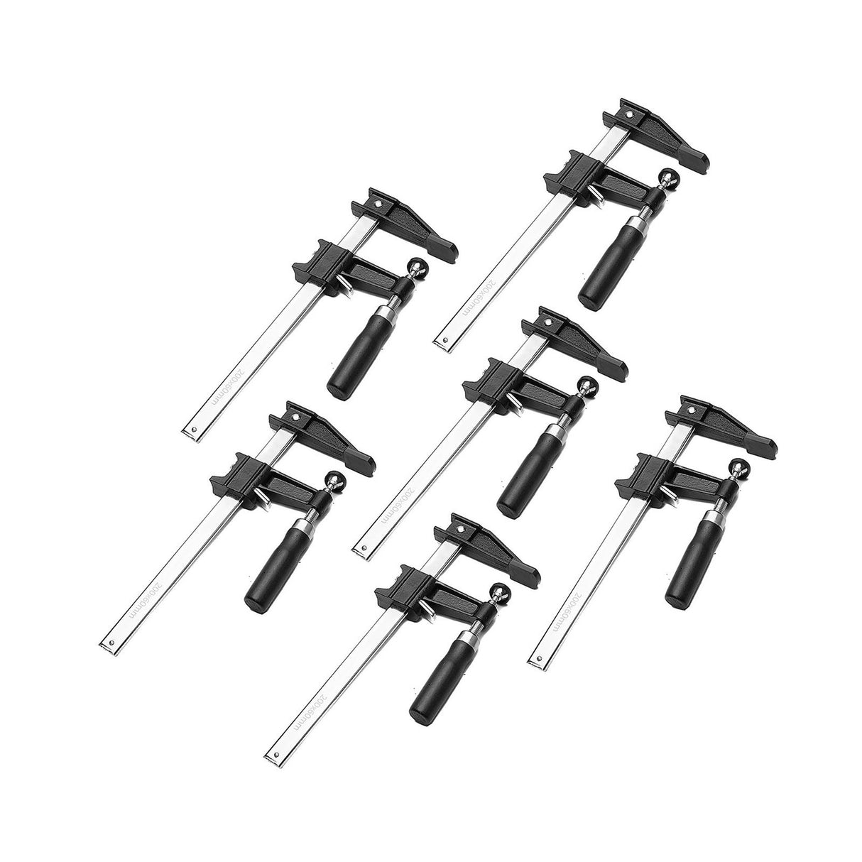 Torquata Set of 6 Quick Action Clutched F Clamp 200mm Capacity - Close-up view of clutch lock system on F-clamp bar
