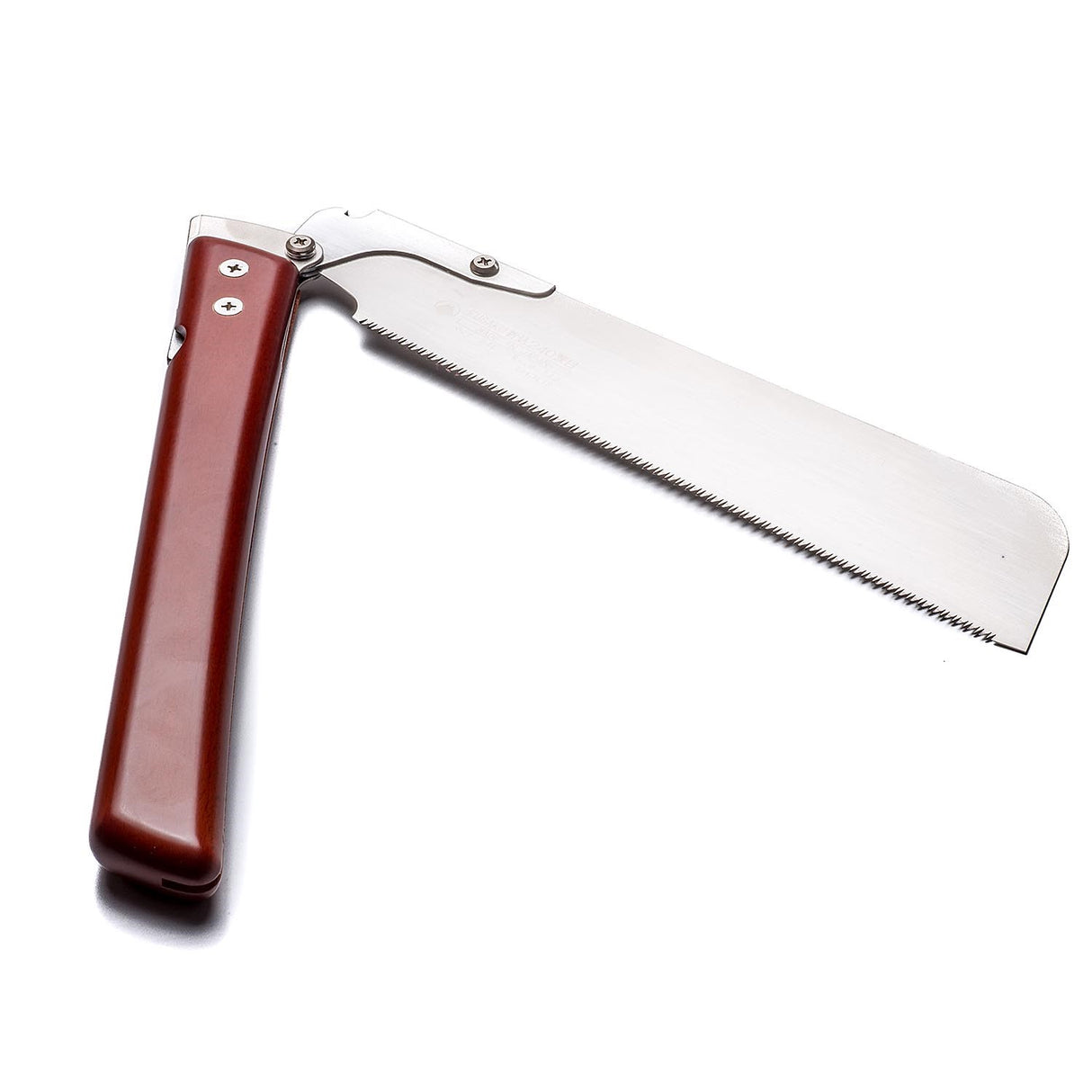 Folded Fugaku Kataba Japanese saw with compact design and protected blade
