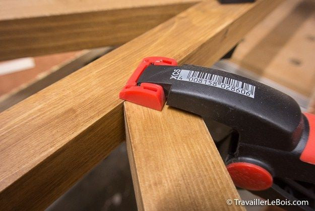 Bessey Clippix Spring Clamp 60mm Opening x 50mm Throat in action on woodworking project