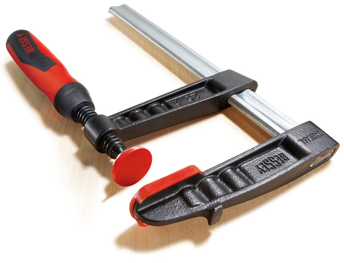 Bessey Set of 4 Quick Action Clamps TG Series 600mm Capacity Soft Grip Handle in use on woodworking project