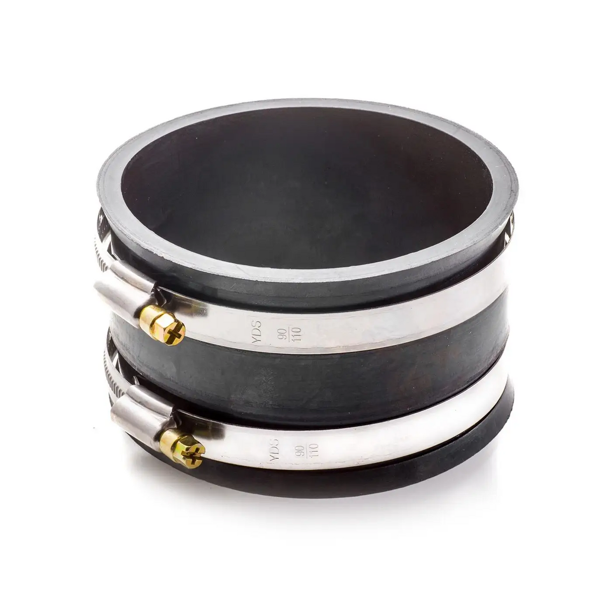 Sherwood Flex Cuff Connector 4in (102mm) for Dust Extraction Outlets showing flexible rubber construction and clamps in grooves