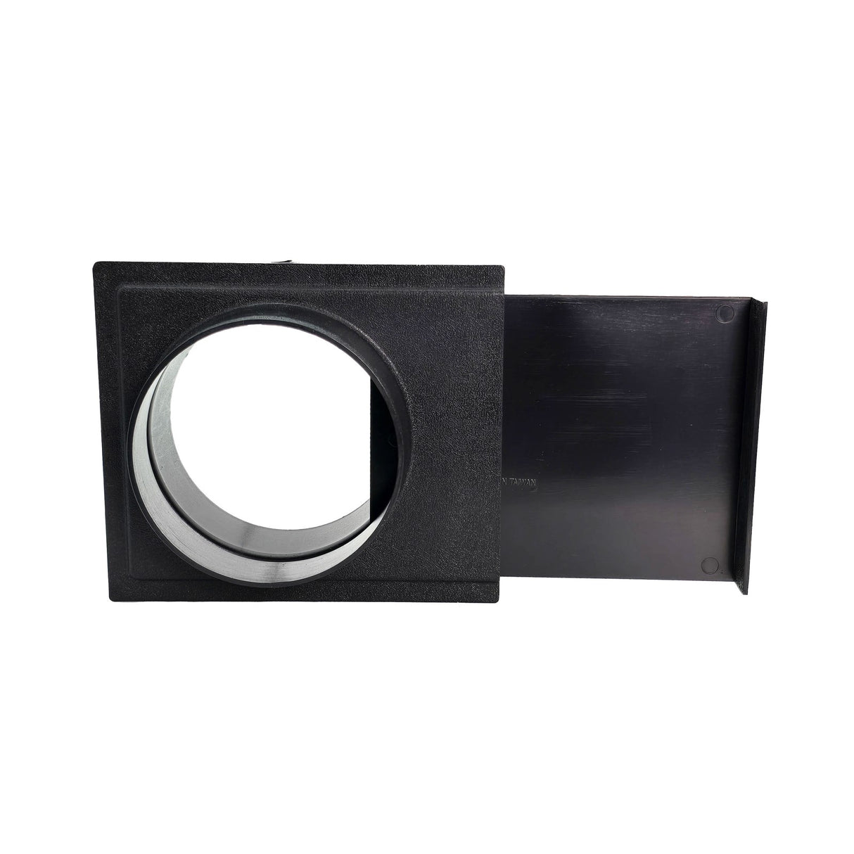 Sherwood 5in Inline Blast Gate Connector for Dust Extraction Hose - Close-up view showing attachment mechanism