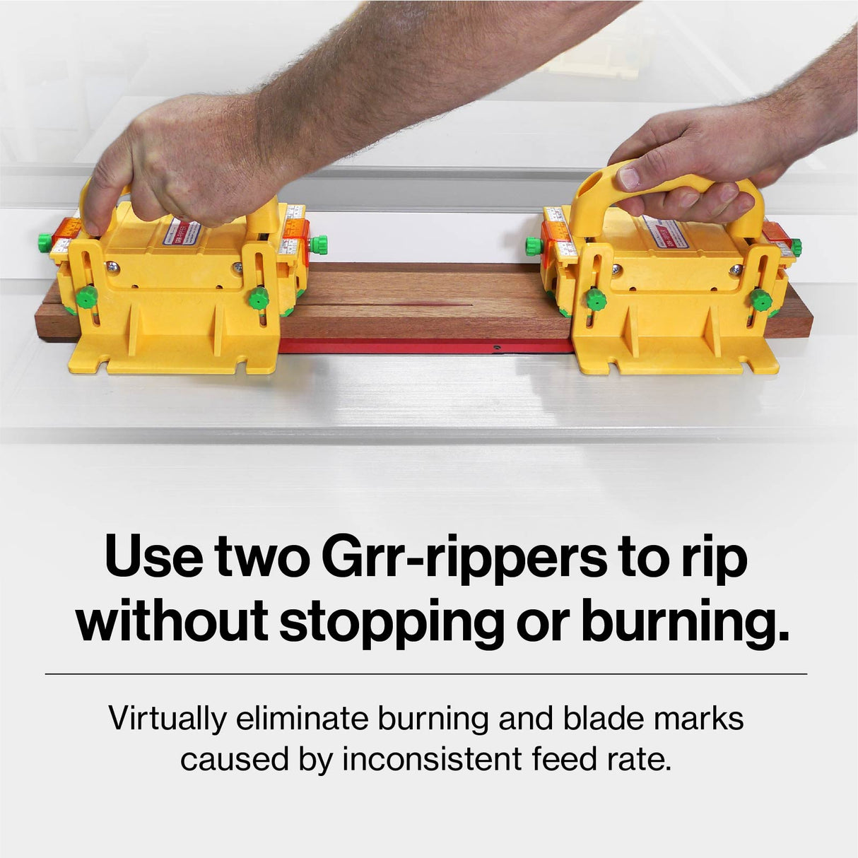 MicroJig GRR-Ripper+ 3D Push Block in use, ensuring precise cuts and maximum safety