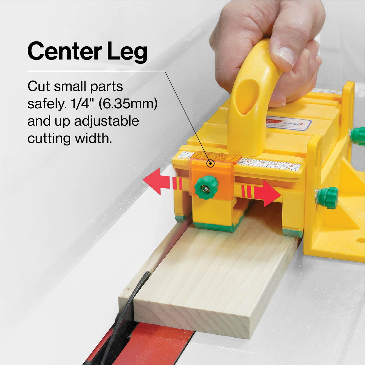 3D view of MicroJig GRR-Ripper+ push block tool with advanced safety features