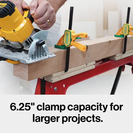 MicroJig Matchfit Quick Squeeze Dovetail Clamps in action, fitting securely in 1/2in, 14-degree groove