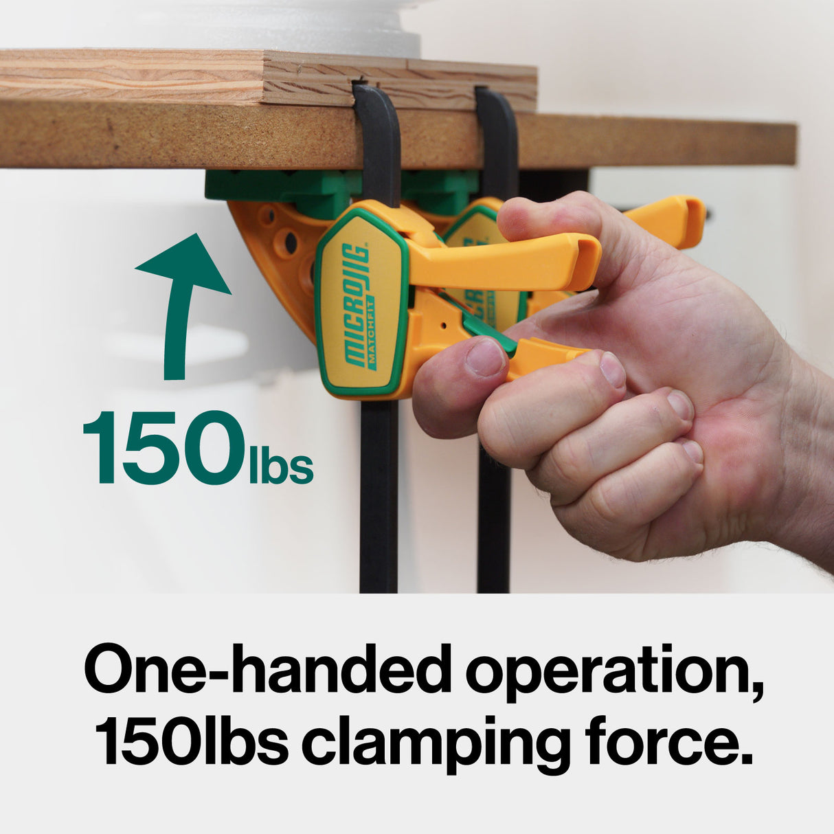 MicroJig Matchfit Quick Squeeze Dovetail Clamps in use on woodworking project