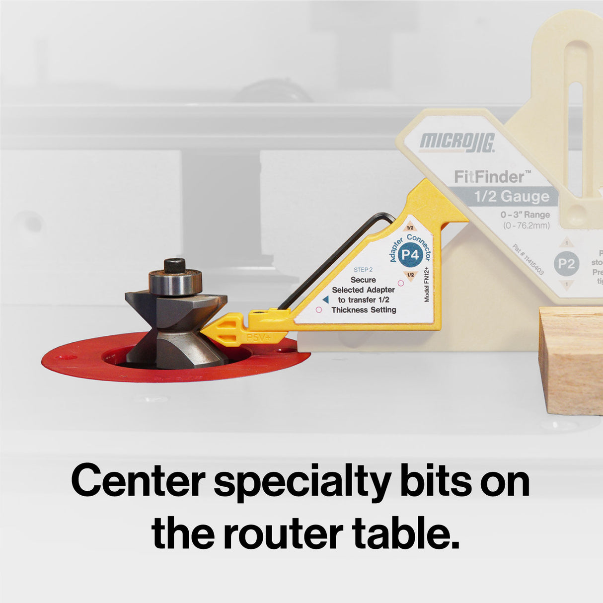MicroJig FitFinder Jig Plus Upgrade Kit FN-12 and FN-12-UG showing precise measurements for woodworking applications