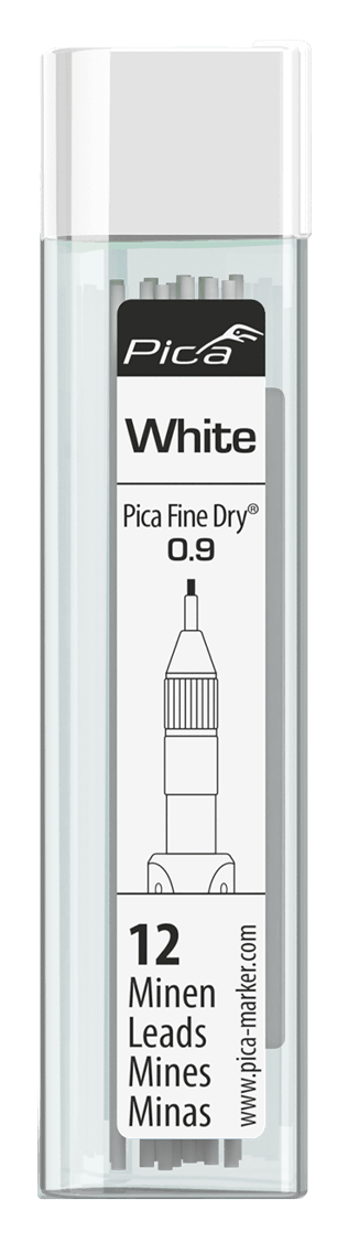 Pica Dry Fine Refill White Leads Pack of 12 for precise marking on dark surfaces