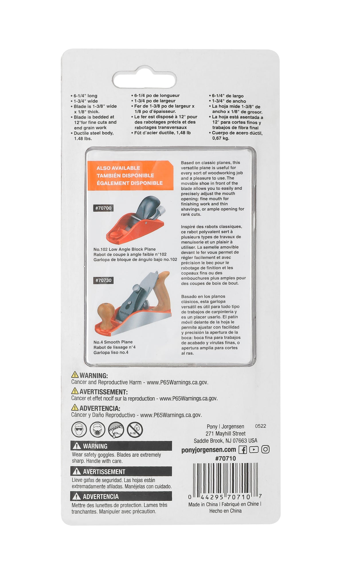 Pony Jorgensen Low-Angle Block Plane showcasing its precision and ergonomic design, ideal for woodworking enthusiasts