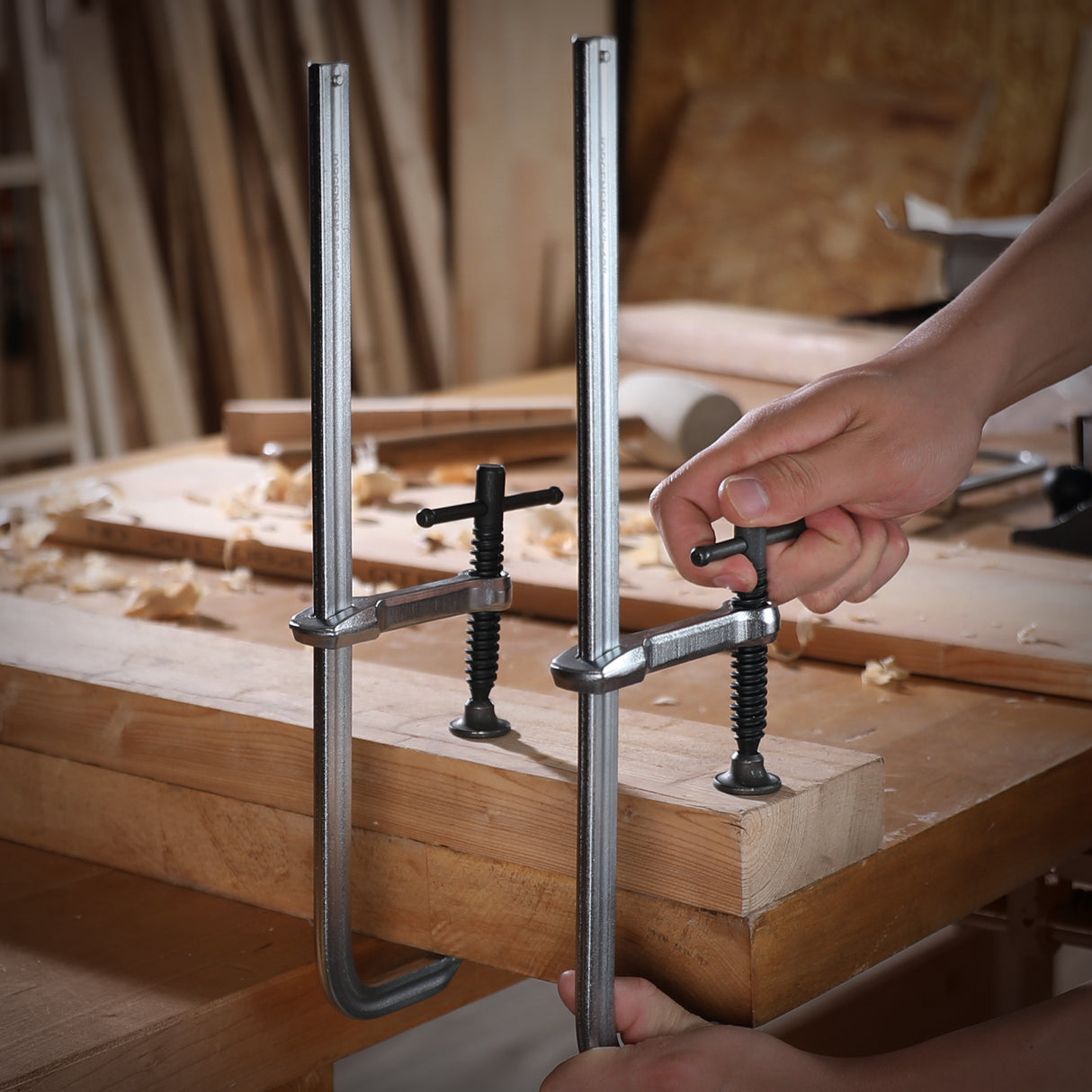 Pony Jorgensen 300mm Heavy Duty Bar Clamps - Close-up of drop forged steel bar with chrome plating for rust resistance