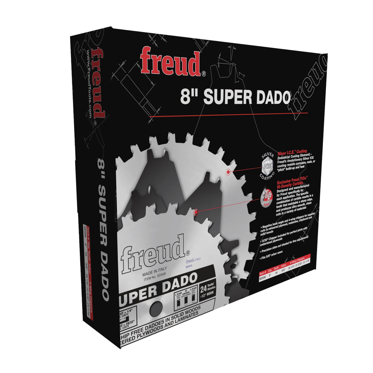 Freud 203mm Super Stacked Dado Set in packaging, perfect for clean dado cuts