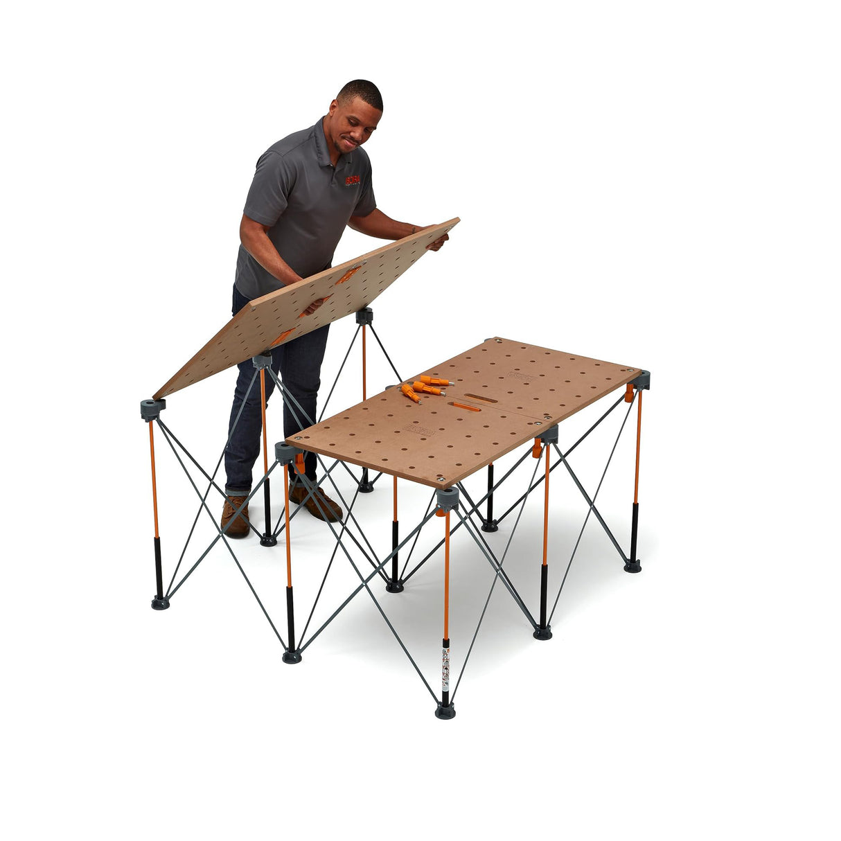 BORA 1200 x 1200mm Centipede Work Stand Bundle in action at a job site