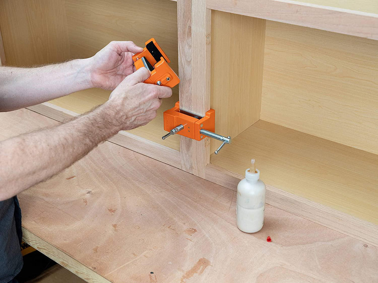 Pony Jorgensen Cabinet Claw Installation Clamp in use on face frame cabinet stile