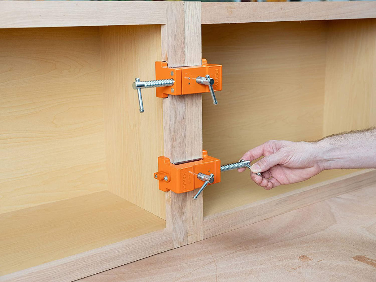 Pony Jorgensen Cabinet Claw Installation Clamp - 2 Pack in use for seamless face frame cabinet installation