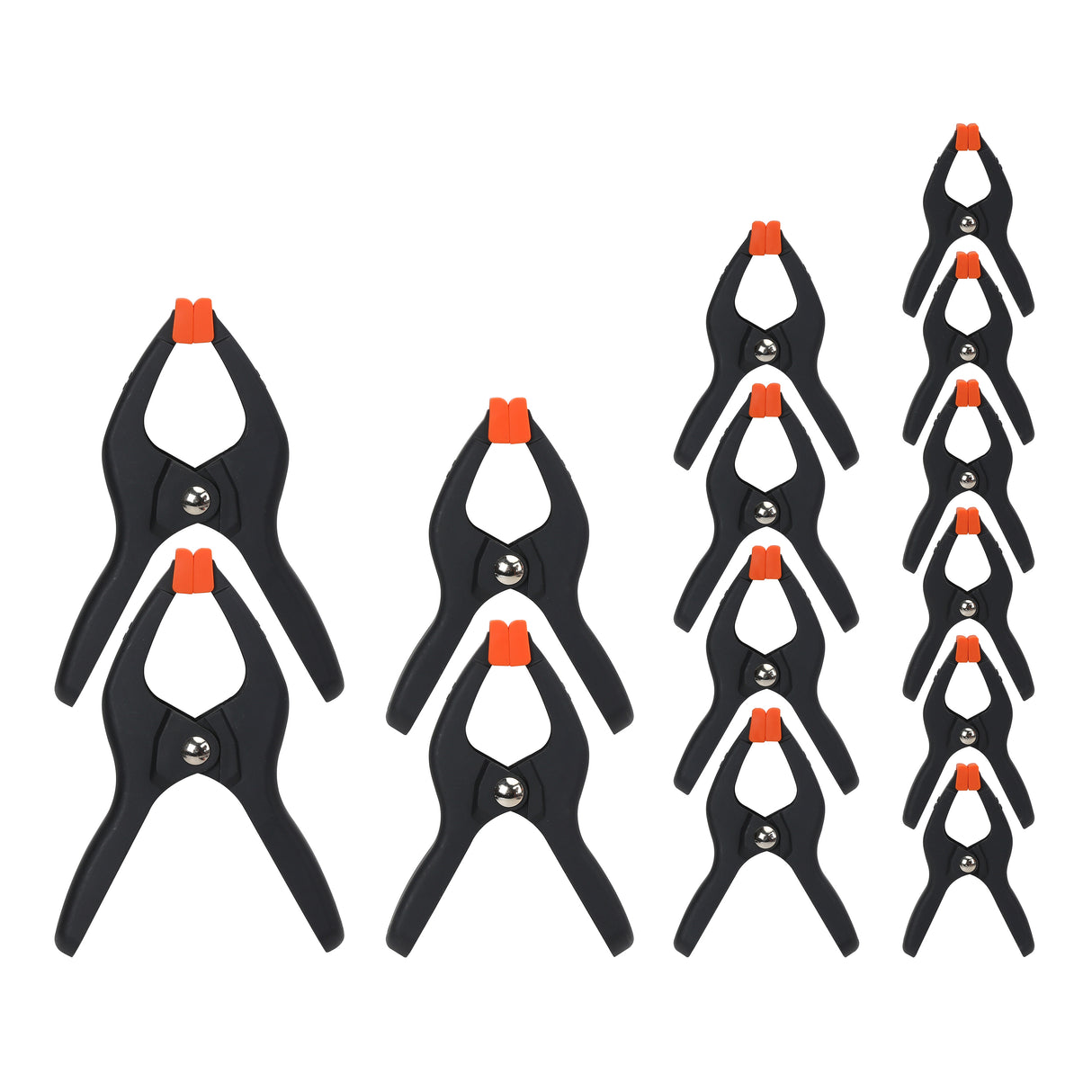 Pony Jorgensen Set of 14 Plastic Spring Clamps in Various Sizes with Pivoting Jaw Pads