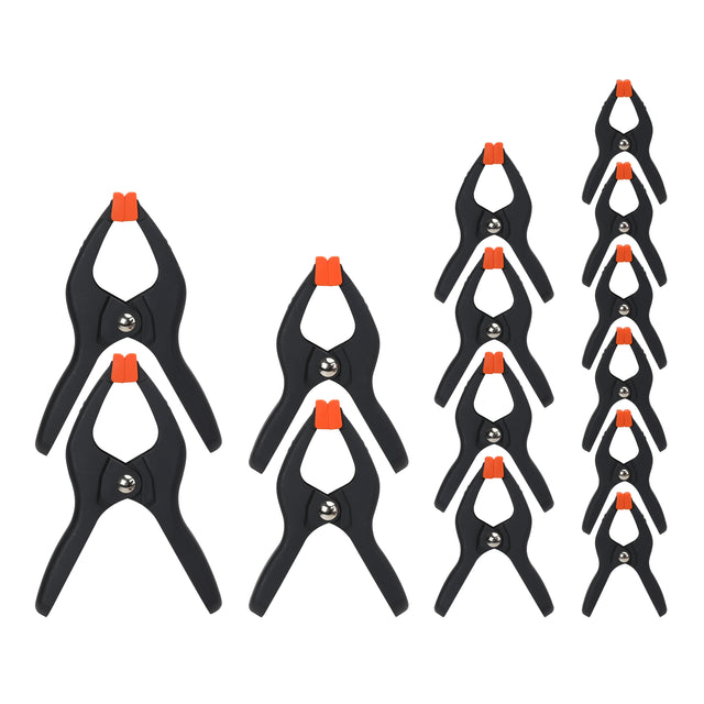 Pony Jorgensen Set of 14 Plastic Spring Clamps in Various Sizes with Pivoting Jaw Pads
