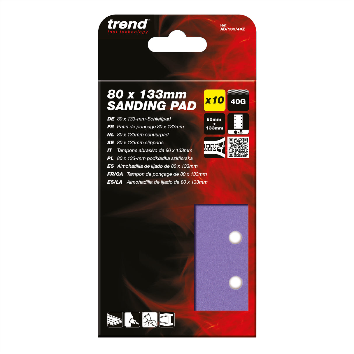 Trend Sanding Pads 80 x 133mm Pack of 10