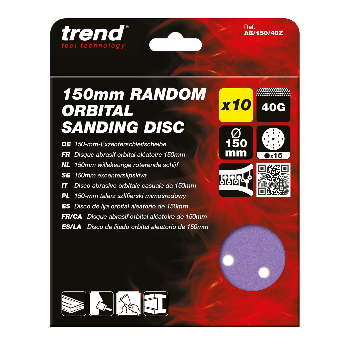 Trend Random Orbital Sanding Discs 150mm Pack of 10
