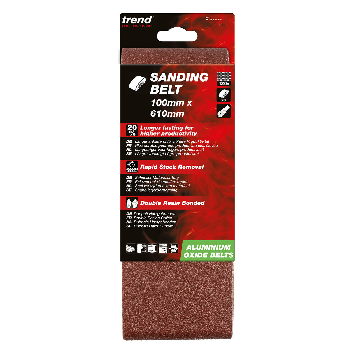 Trend Sanding Belts 100mm x 610mm Pack of 3